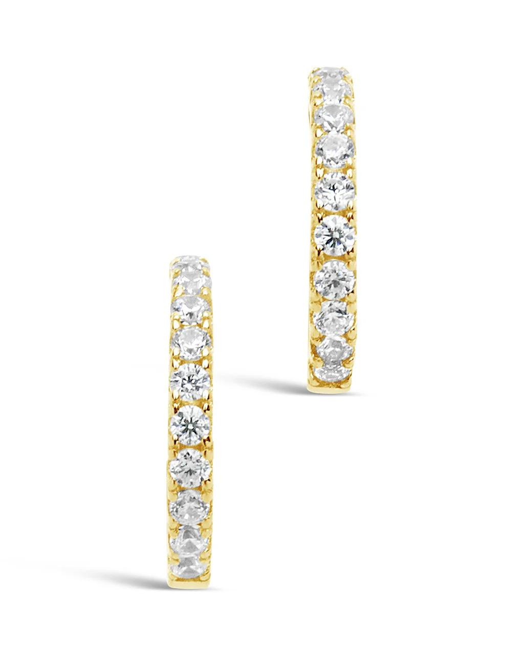 14K Gold Plated Sterling Silver Delicate Pave CZ Micro Hoops - Image 3
