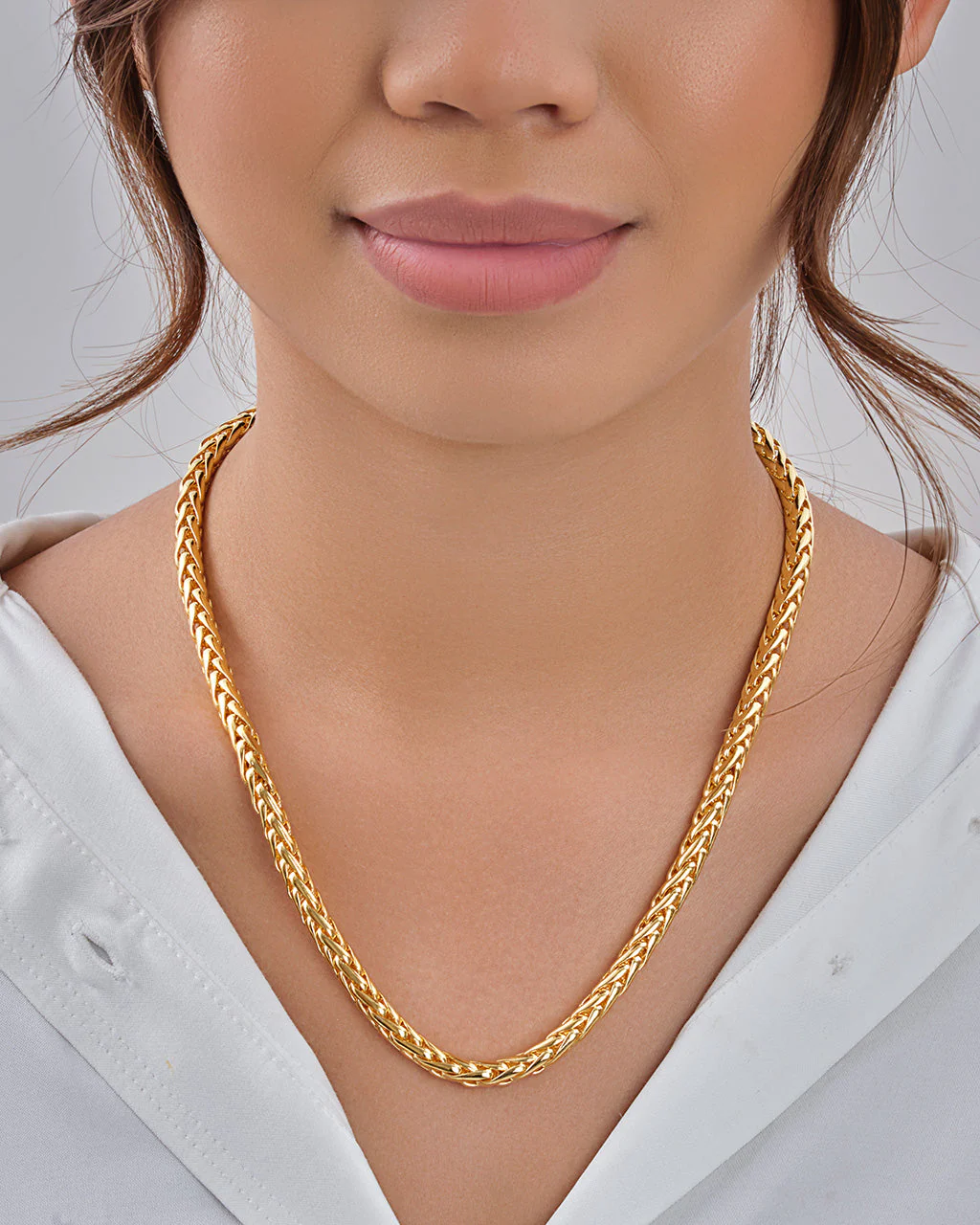 14K Gold Plated Wheat Chain Necklace - Image 4