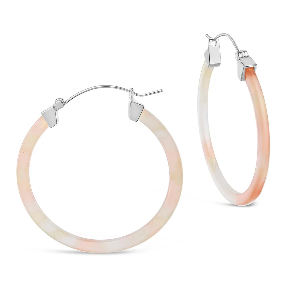 50mm Silver Resin Hoop Earrings - Image 2