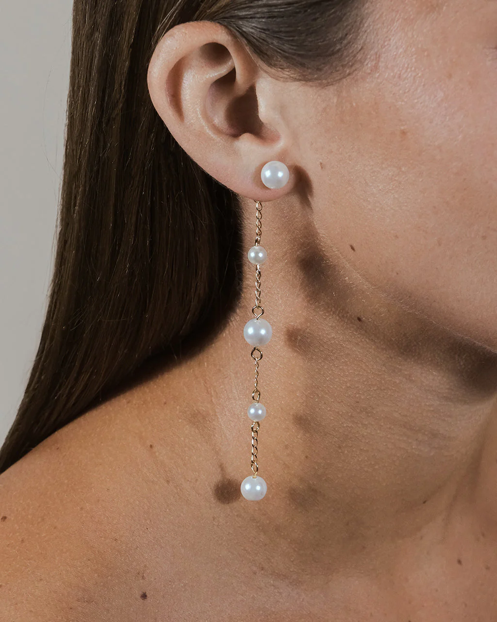 Abi Pearl Long Drop Earrings - Image 2