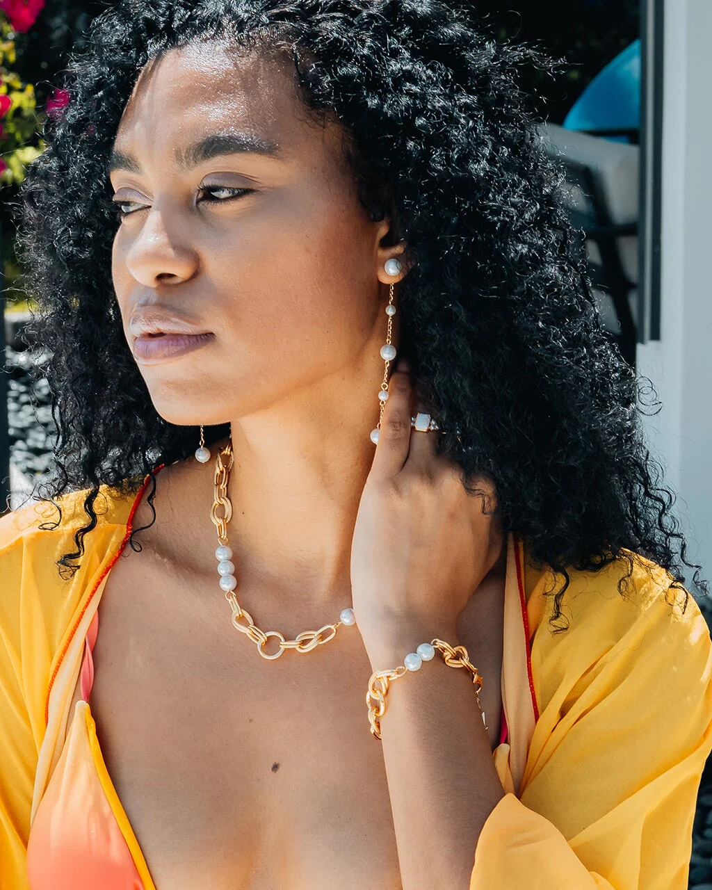 Abi Pearl Long Drop Earrings - Image 8