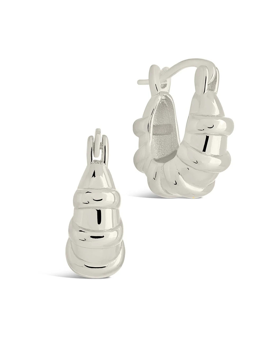 Abigail Ribbed Micro Hoop Earring - Image 5
