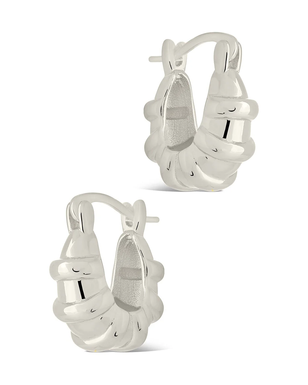 Abigail Ribbed Micro Hoop Earring - Image 6