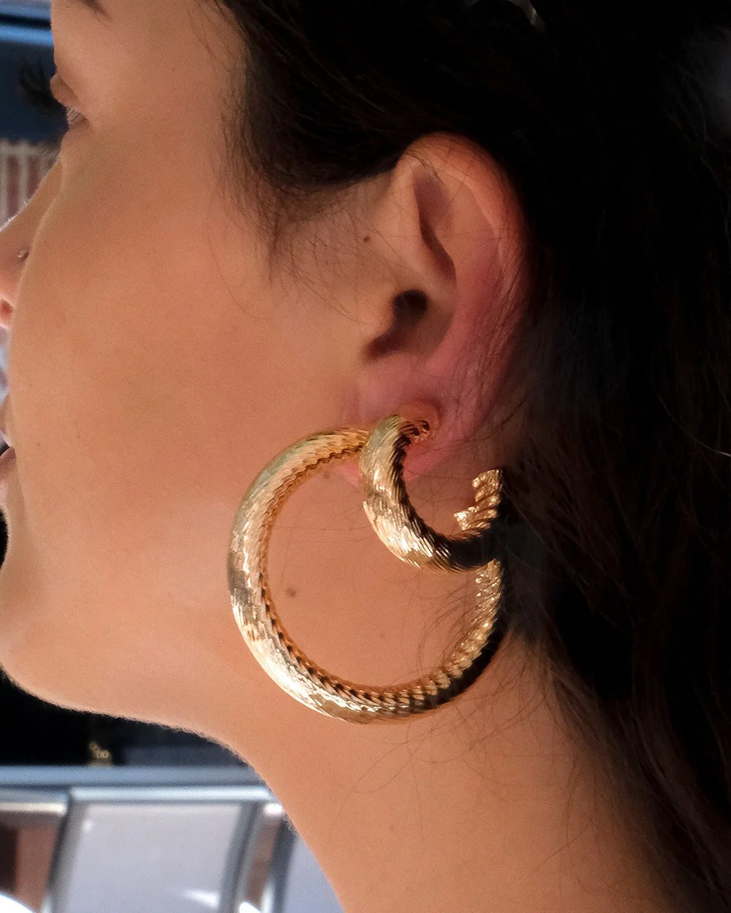 Alayna Textured Hoop Earrings - Image 2