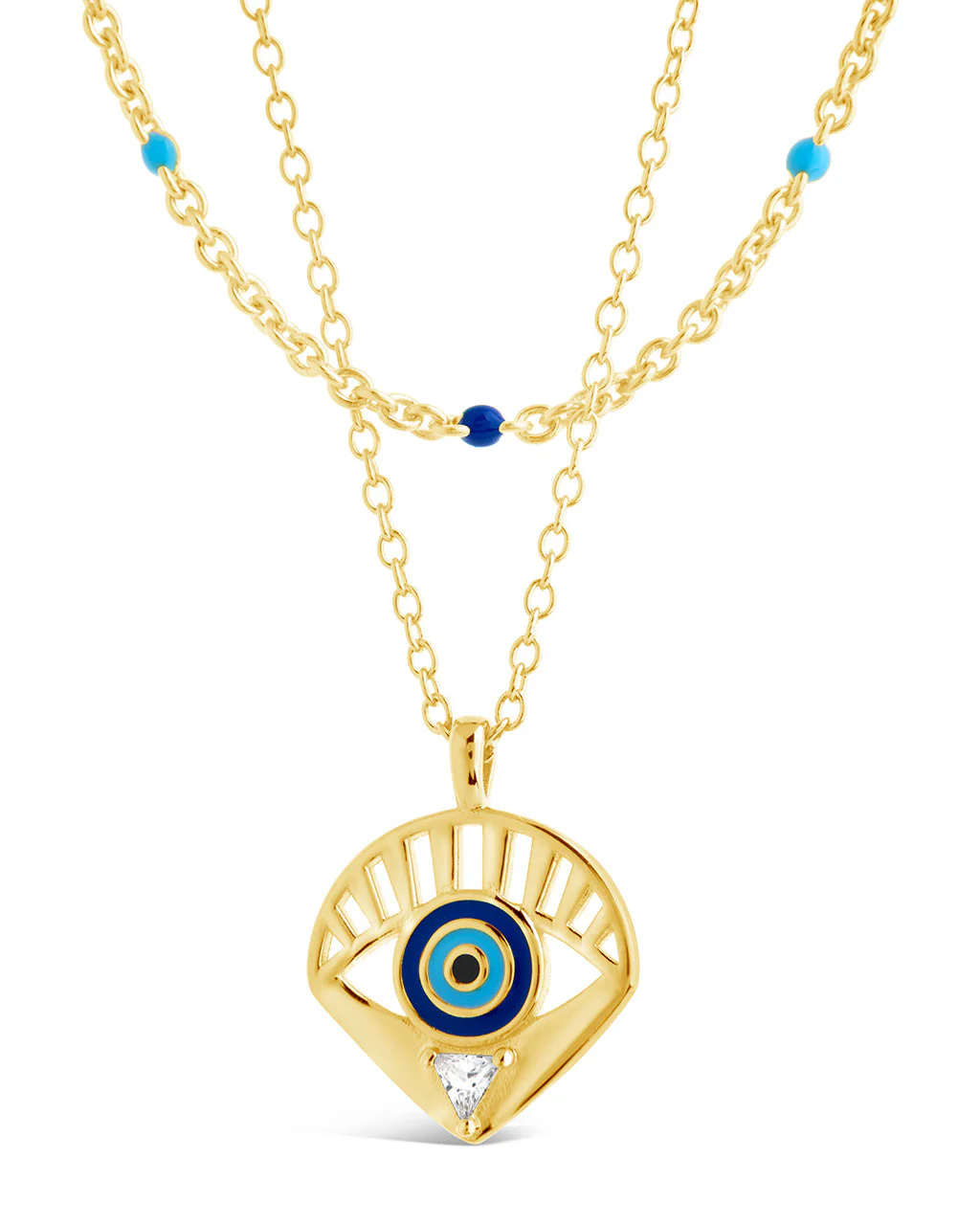 Alessandra CZ & Enamel Evil Eye Layered Necklace - Image 4