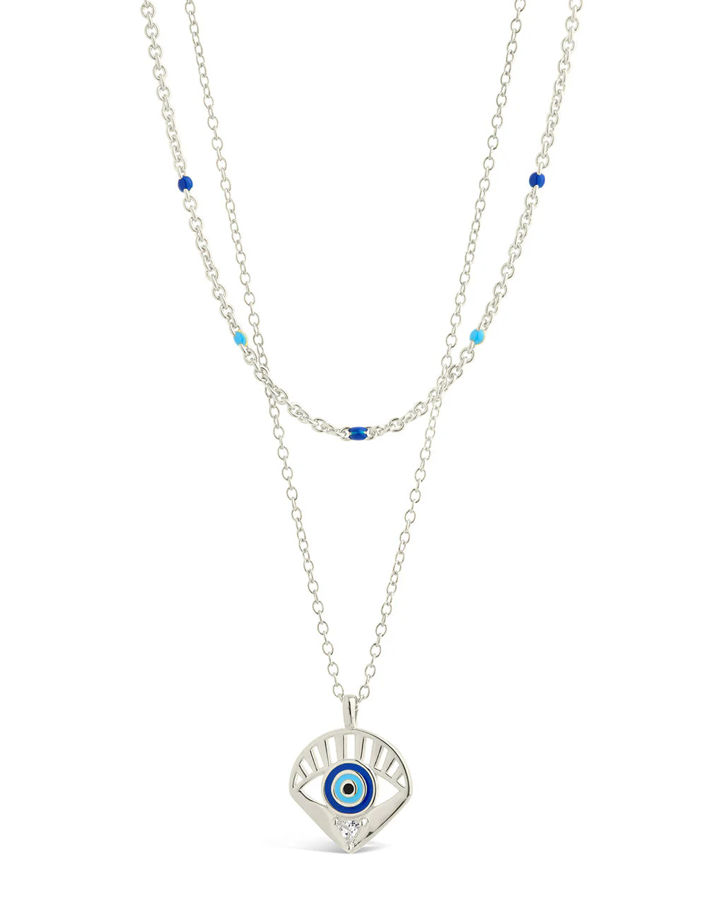 Alessandra CZ & Enamel Evil Eye Layered Necklace - Image 5
