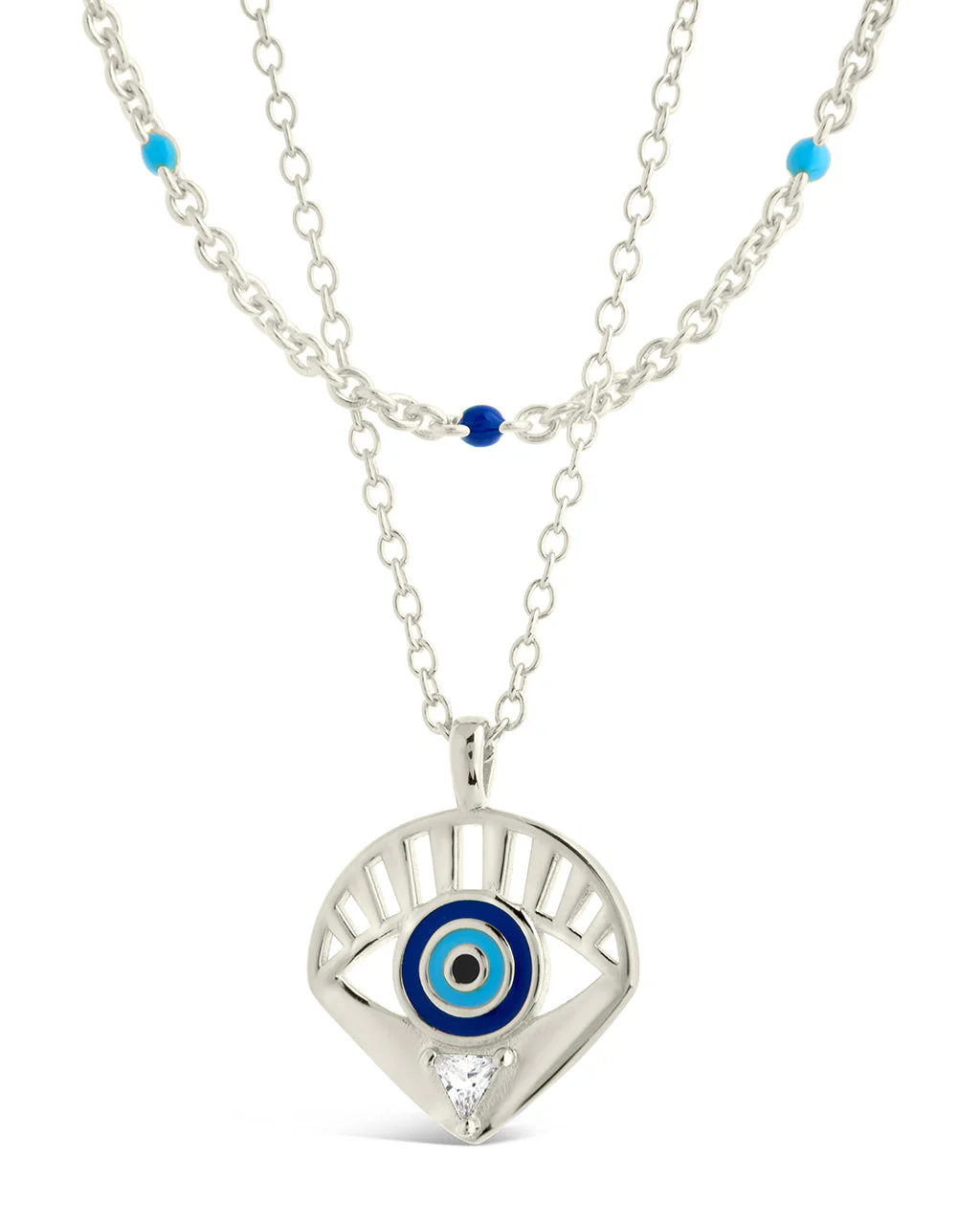 Alessandra CZ & Enamel Evil Eye Layered Necklace - Image 8