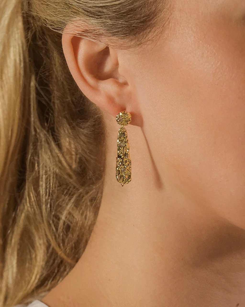 Alina CZ Textured Drop Earrings - Image 2