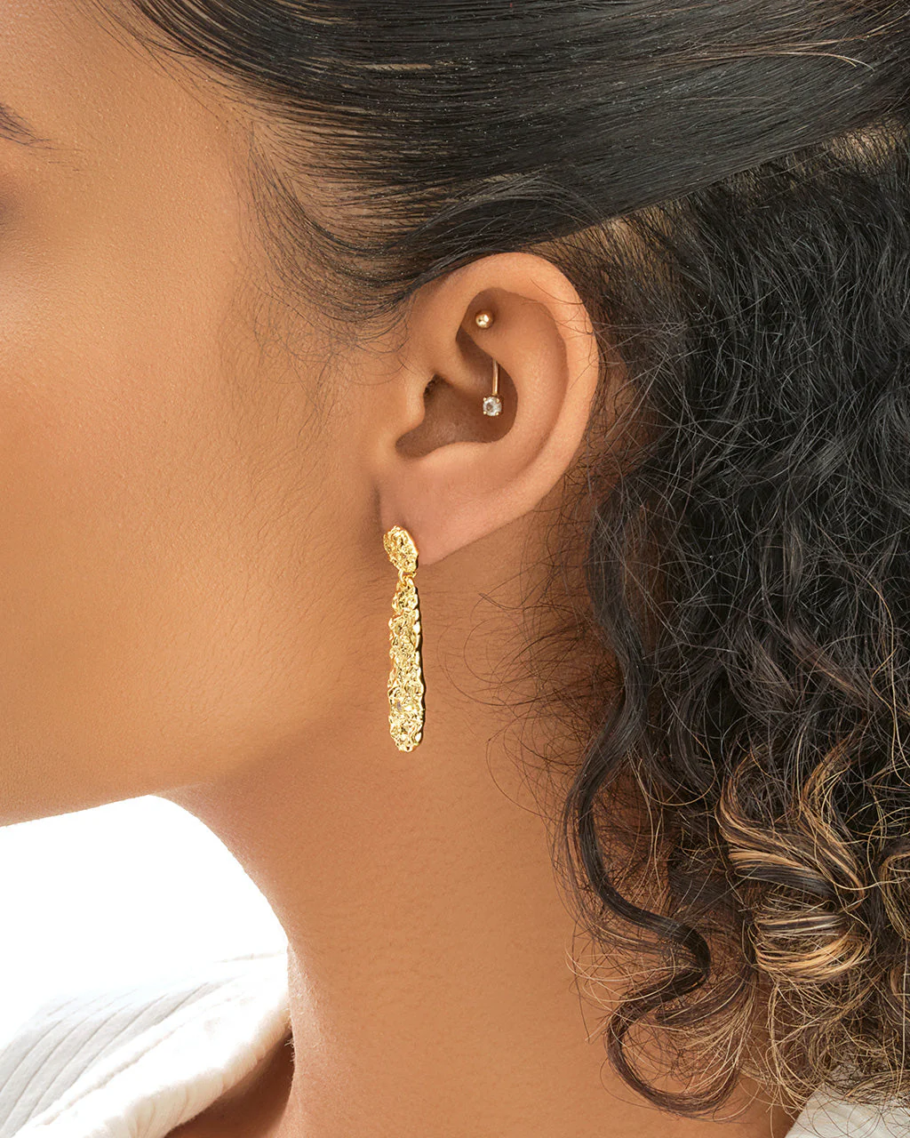 Alina CZ Textured Drop Earrings - Image 8