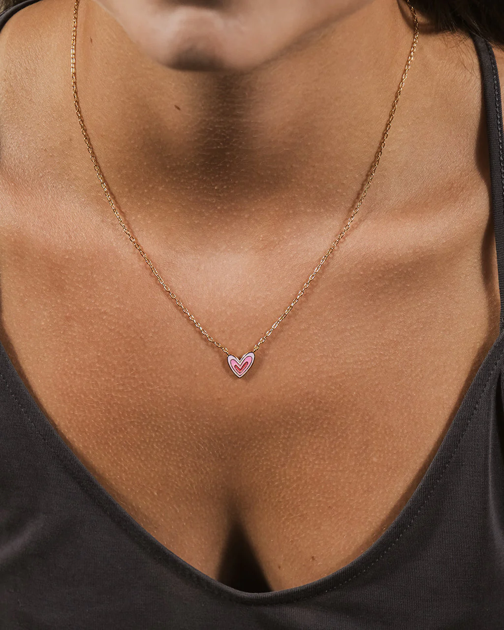 Amanda Enamel Heart Pendant Necklace - Image 2