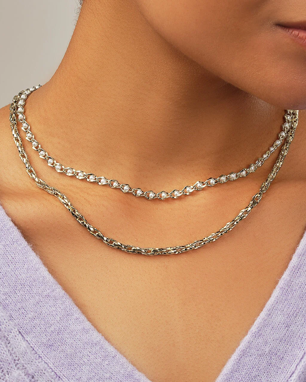 Amedea Pearl & Chain Layered Necklace - Image 6