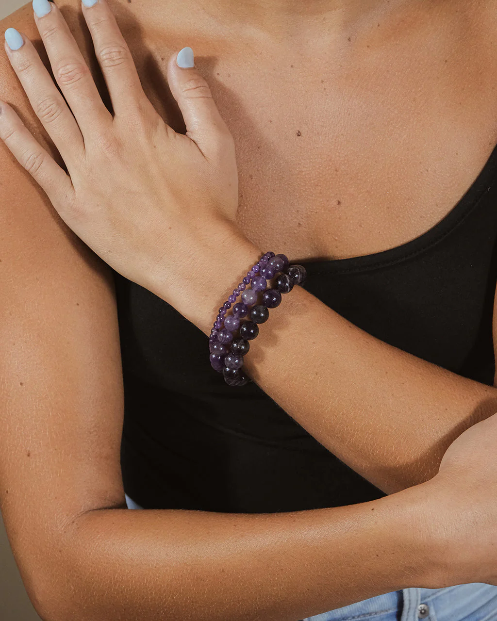 Amethyst Stretch Bracelet Set of 3 - Image 2