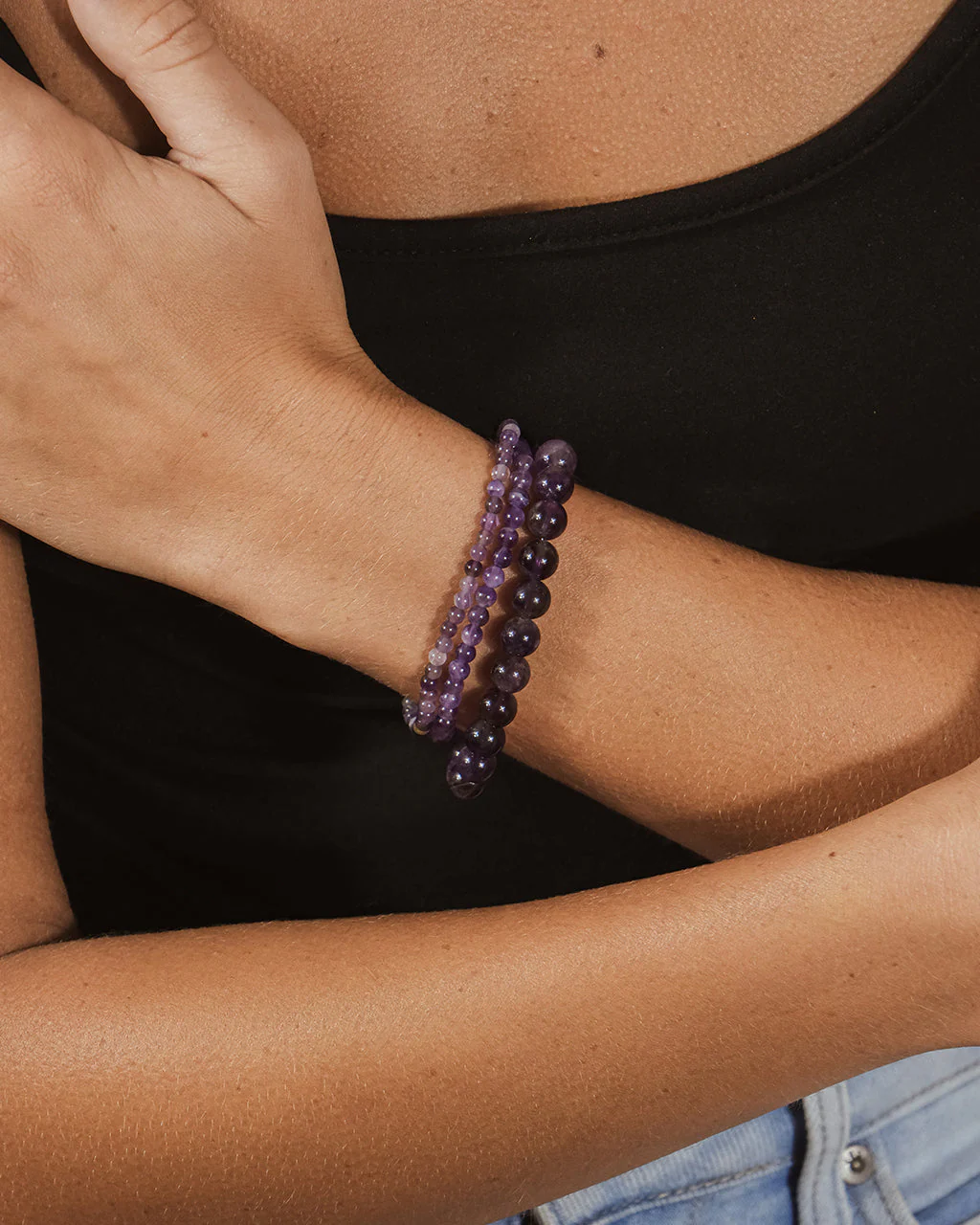 Amethyst Stretch Bracelet Set of 3 - Image 2