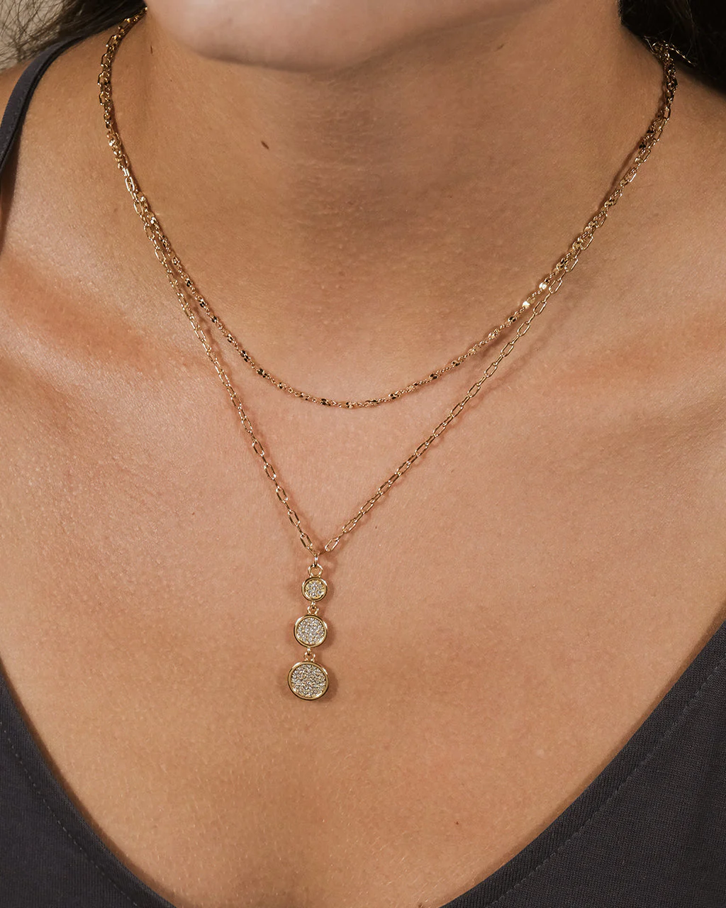 Amy CZ Pendant & Layered Chain Necklace - Image 2
