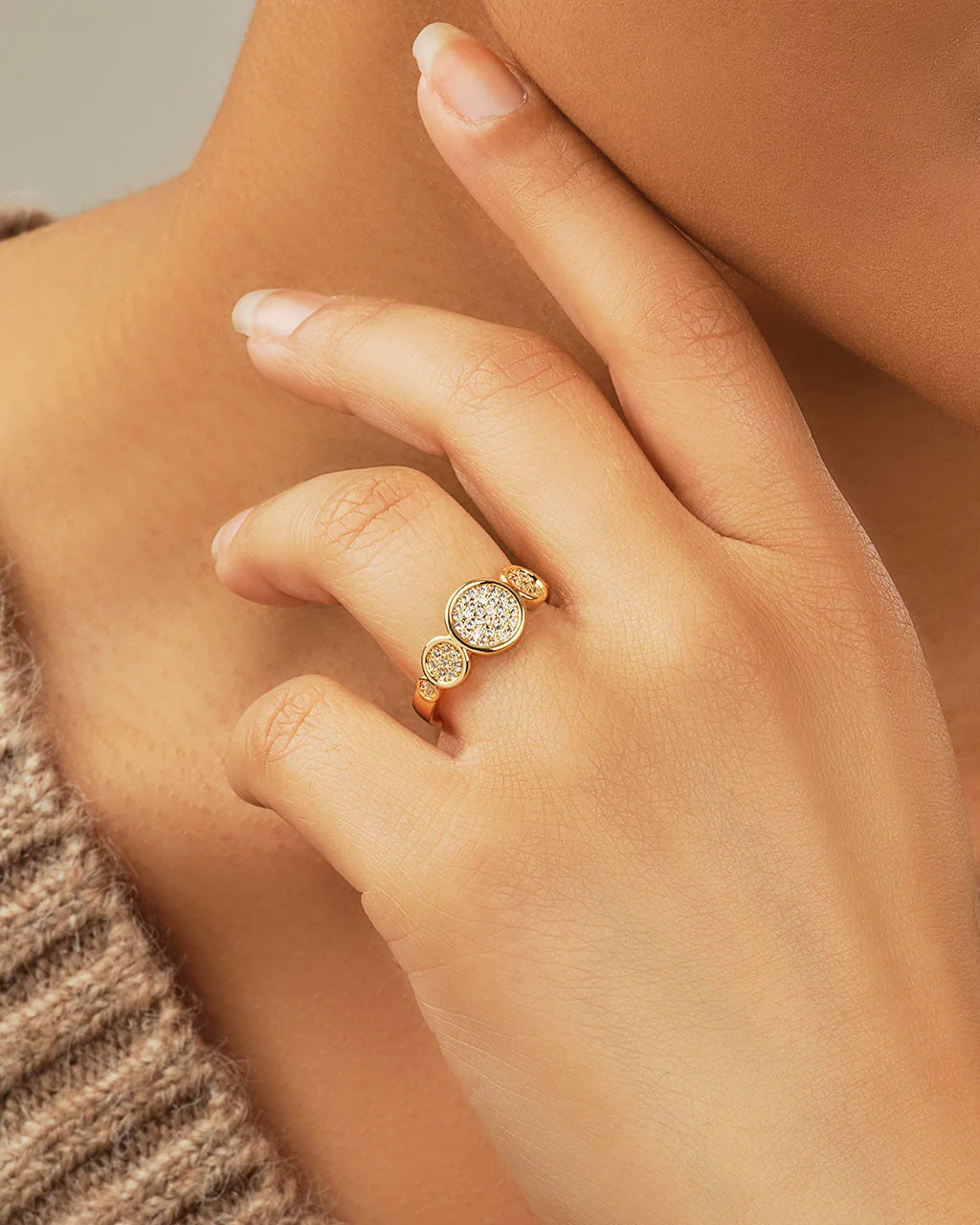 Amy CZ Studded Disk Ring - Image 11