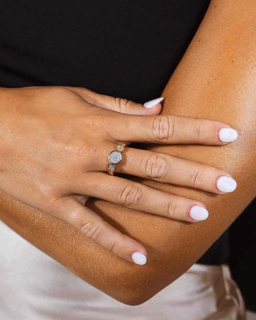 Amy CZ Studded Disk Ring - Image 2