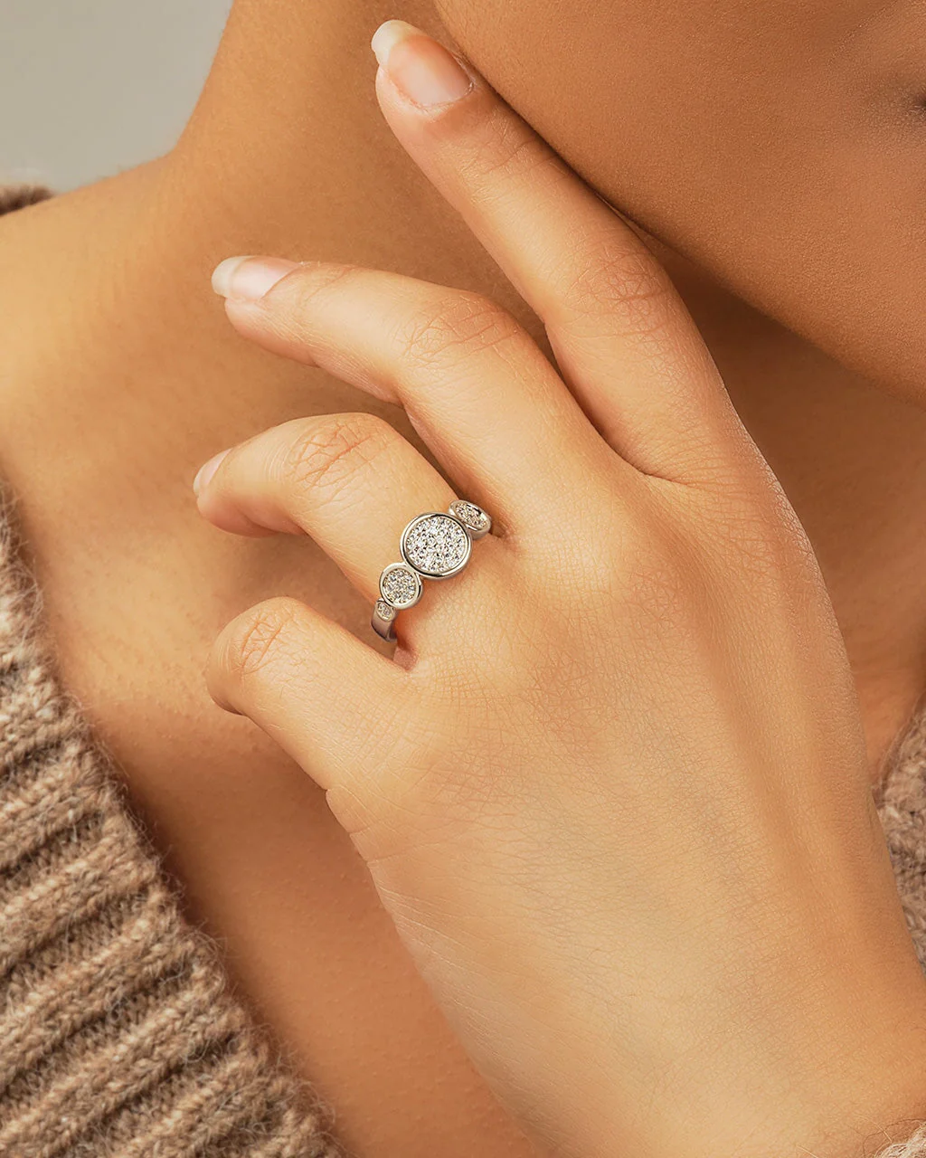Amy CZ Studded Disk Ring - Image 7