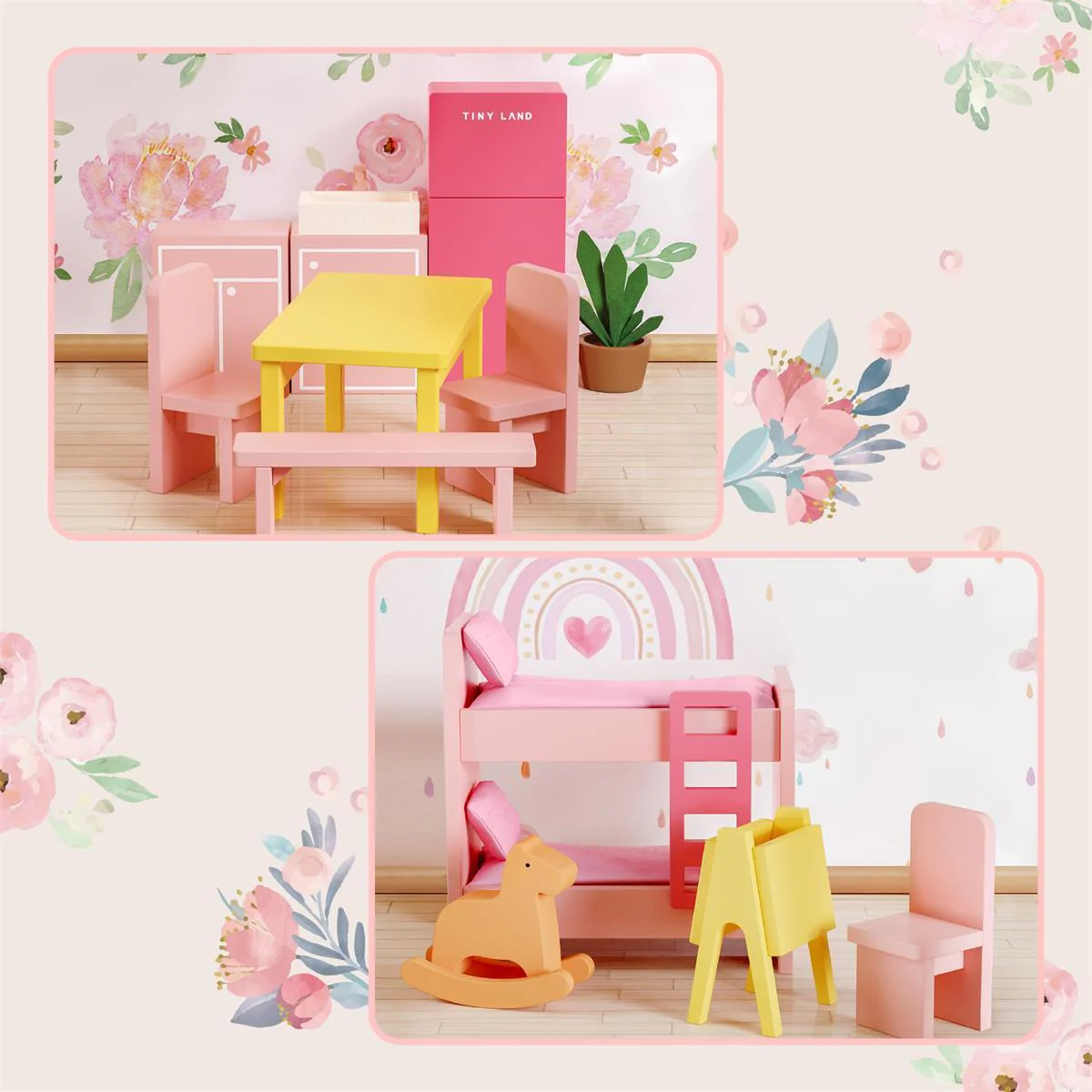 Tiny Land® Love Dollhouse with 30 Furniture - Image 3