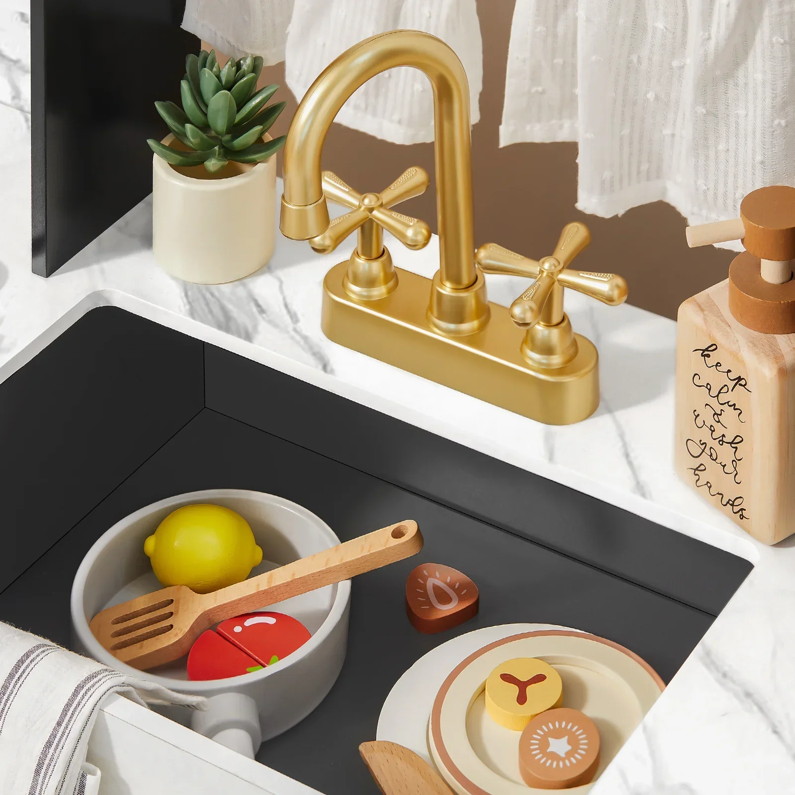 Tiny Land® Trendy Black Style Play Kitchen - Image 5
