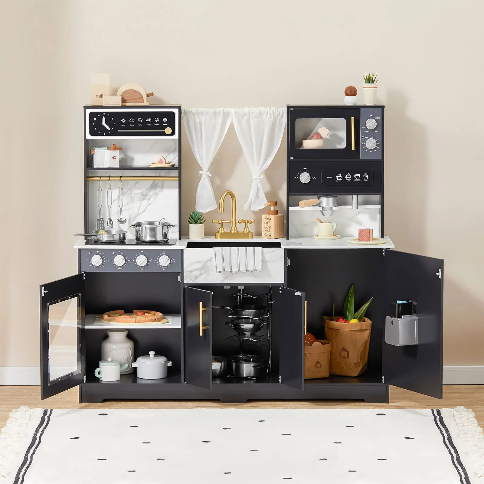 Tiny Land® Trendy Black Style Play Kitchen - Image 6