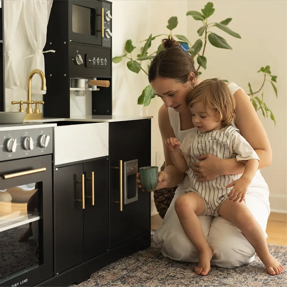 Tiny Land® Trendy Black Style Play Kitchen - Image 8